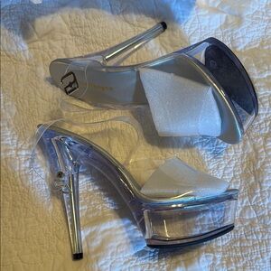 Clear and Silver Women's Heels